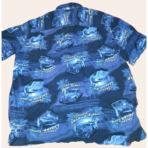 Classic Cruise Line Mens Button-Up Shirt 38-40 Medium Blue Car Print Short Sleev - Picture 6 of 7